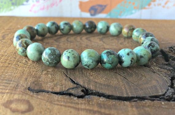Super sale 8mm Stretchable Green African Turquoise Bracelet Round, Smooth 7" for mens, womens, gf, bf & Adult.
