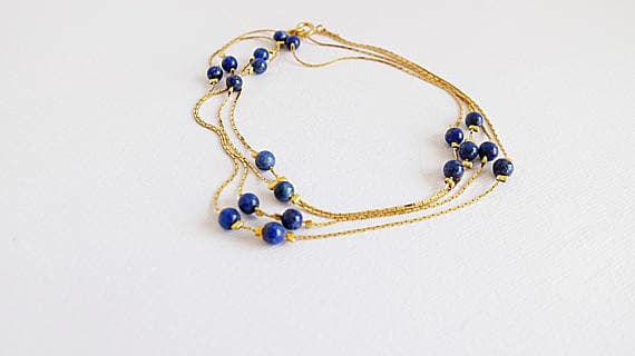 AAA++ Rare Quality Lapis Necklace,Lapis Lazuli Necklace,Blue Gemstone Necklace,Lapis Jewelry,blue Lapis Necklace, long Blue Lapis Necklace, long Lapis Necklace 5 mm Code- TJH164