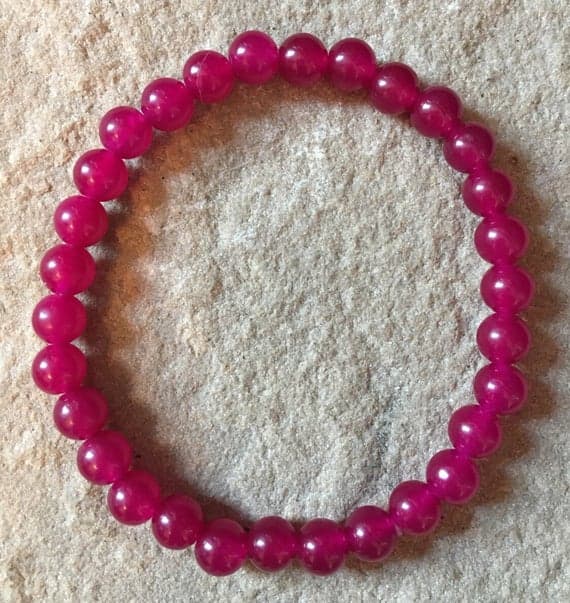 Positive Energy 6mm Pink Rose pink jade  Stretchable Bracelet Round, Smooth 18cm for mens, womens, gf, bf and adults.