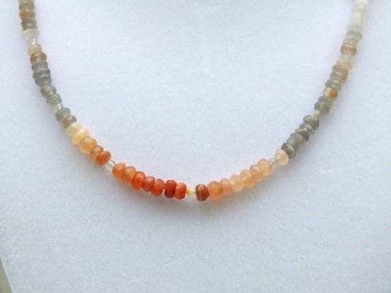 Multi Colour Moonstone Elegant Necklace 2x1 to 4x3mm Code- WAR6808