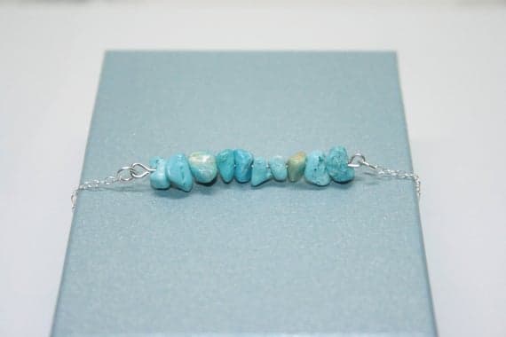 925 sterling Silver good luck gift 5-7mm stacking Blue Turquoise Bracelet Fancy, Smooth 7" for mens, womens.