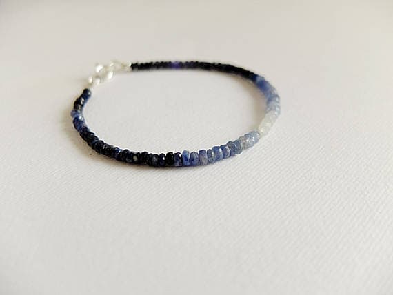 AAA++ Rare Quality Sapphire Bracelet,Genuine Blue Sapphire,Ombre shaded sapphire,Ombre Gemstone Bracelet, Blue Ombre Bracelet, Sapphire Ombre Bracelet,blue gem 2- 3 mm Code- TJH75