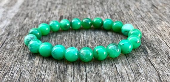 Jewelry Energy 8mm Stretchable Green Chrysoprase Bracelet Round, Smooth 7" for mens, womens, gf, bf & Adult.