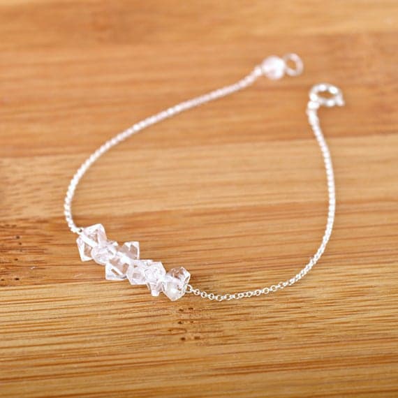 925 sterling silver Jewelry Energy 5x7m White Clear Quartz  stacking Bracelet Rondelle, Faceted 18cm for mens, womens, gf, bf and adults.