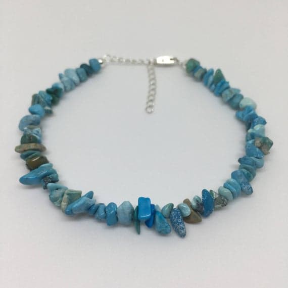 925 sterling Silver good luck gift 2x1-9x1mm stacking Blue Turquoise Bracelet Fancy, Smooth 7" for mens, womens, gf, bf & Adult.