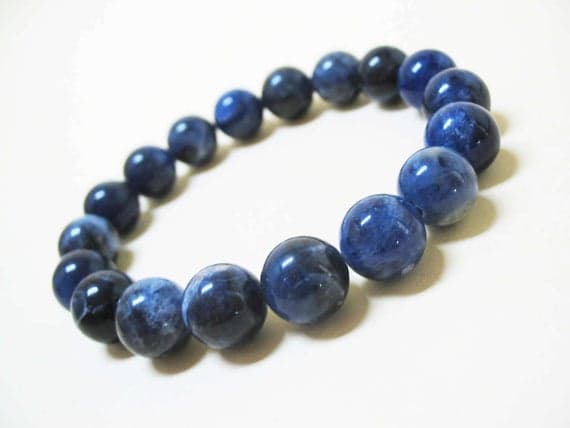 Jewelry Energy 10mm Stretchable blue Sodalite Bracelet Round, Smooth 7.5" for mens, womens, GF, BF, Adults.