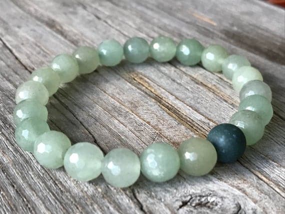 Empath Protection 8mm Stretchable green Green Aventurine Bracelet Round, Faceted 7" for mens, womens, GF, BF, Adults.