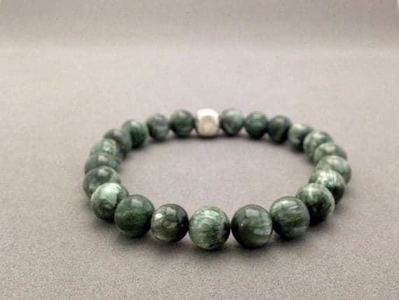 Seraphinite (Green Chlorite) Stretch Bead Bracelet to Connect to the Seraphim Order, Divine Feminine & Metaphysical Healing of Heart Chakra 8mm  Code- WAR6188