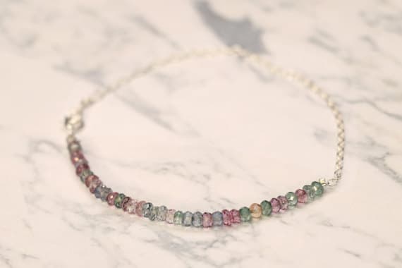 925 sterling Silver top quality 3mm stacking Multi Unique Bracelet Round, Faceted 7" for mens, womens, gf, bf & Adult.