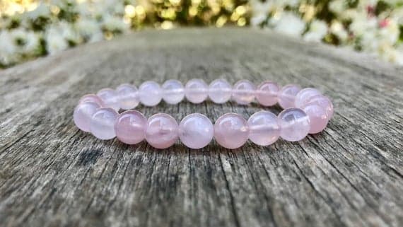 Unique Wedding Gift 8mm Stretchable Pink Rose Quartz Bracelet Round, Smooth 7" for mens, womens, gf, bf & Adult.