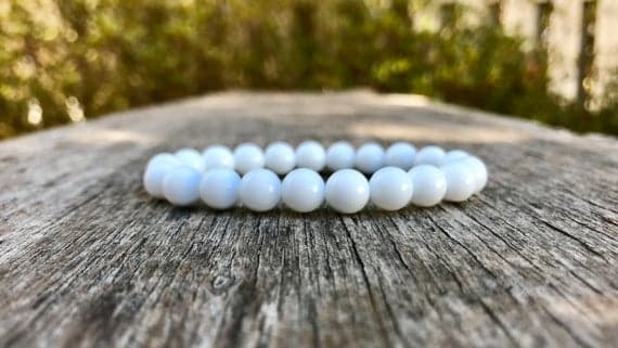 top quality 8mm Stretchable White White Onyx  Bracelet Round, Smooth 7" for mens, womens, gf, bf & Adult.
