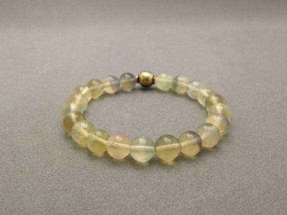 Yellow Fluorite Stretch Bead Bracelet for Mental Clarity, Transmuting Energy 8mm  Code- WAR6169