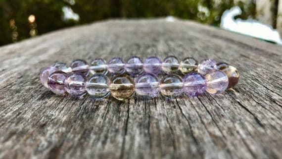 Empath Protection 8mm Stretchable Purple Ametrine Bracelet Round, Smooth 7" for mens, womens, gf, bf & Adult.