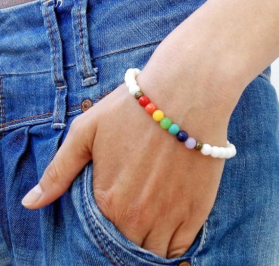 Grounding 6mm Multi Colour Agate Stretchable Bracelet Round, Smooth 18cm for mens, womens, gf, bf and adults.
