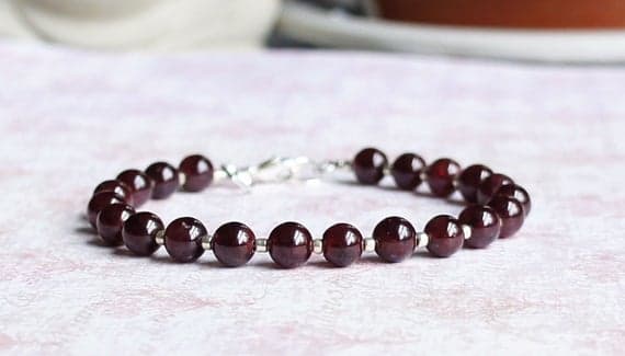 Garnet Bracelet, Seed Bead Bracelet, Gemstone Bracelet, Stacking Bracelet, Beaded Bracelet, Minimalist Bracelet, Red And Silver Bracelet 1-5mm Code- WAR9128