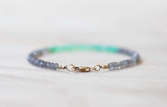 24k gold good luck gift 3.5-4mm Multi Colour Labradorite & Chrysoprase stacking Bracelet Rondelle , Faceted 18cm for mens, womens, gf, bf and adults.