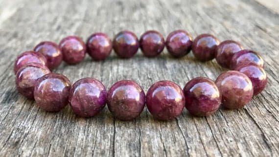 Personalized Gift 10mm Stretchable Pink Pink Tourmaline Bracelet Round, Smooth 7.5" for mens, womens, gf, bf & Adult.