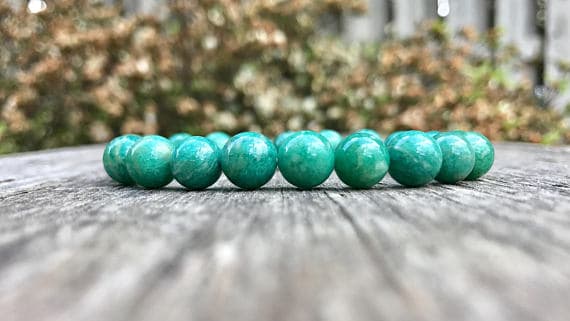Bridesmaid Jewelry 9mm Stretchable Green Russian Amazonite Bracelet Round, Smooth 7.5" for mens, womens, gf, bf & Adult.