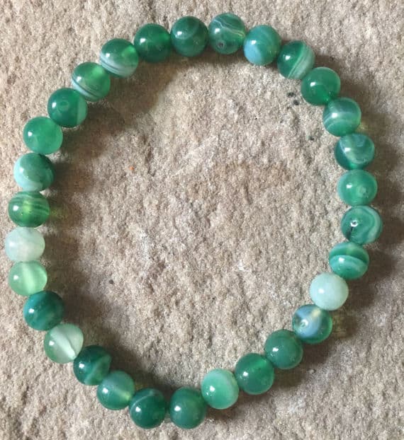Blush Jewelry 6mm Green Green agate Stretchable Bracelet Round, Smooth 18cm for mens, womens, gf, bf and adults.