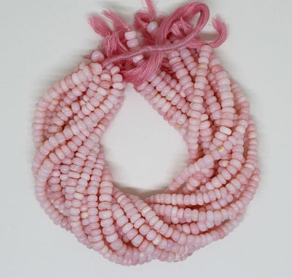 pink peruvian opal rondelle smooth 13'' long strand gemstone beads, jewelry supplies for jewelry making, bulk beads, for meditation jewellery for Reiki Healing  gemstone 8mm