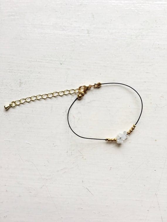 MOONSTONE gemstone bead bracelet. rainbow moonstone boho friendship bracelet - white shimmer moonstone gemstone bar bead - dainty minimal  Code- WAR9078
