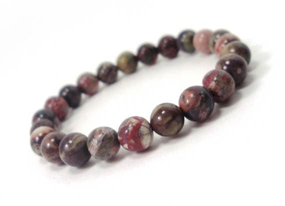 Anxiety Gemstone 8mm Stretchable Multi Ocean Jasper Bracelet Round, Smooth 7" for mens, womens.