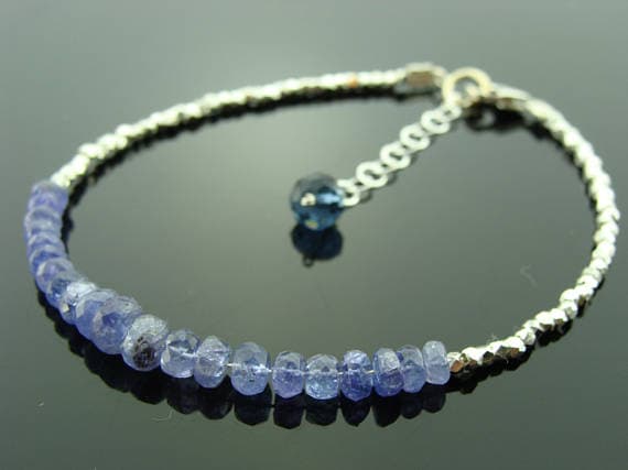 Tanzanite 925 Sterling Sliver Hill Tribe Bracelet 3mm Code- WAR6569