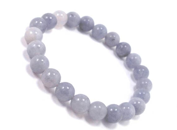 Positive Energy 8mm Stretchable Blue Aquamarine Bracelet Round, Smooth 7" for mens, womens.