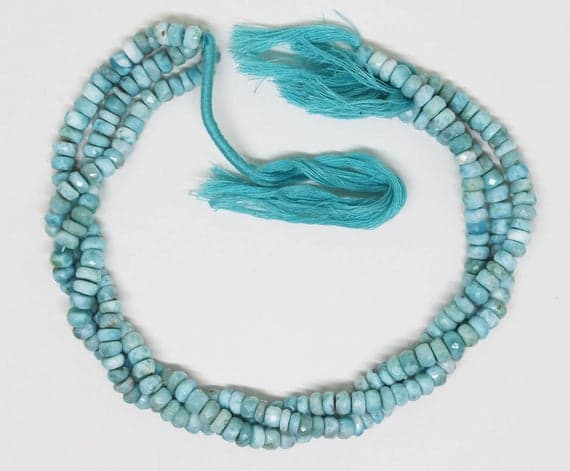 genuine larimar rondelle faceted 13'' long strand gemstone beads, jewelry supplies for jewelry making, bulk beads, for meditation jewellery for Reiki Healing  gemstone 6mm to 7mm