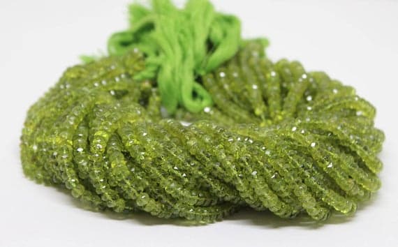 peridot rondelle faceted 14'' long strand gemstone beads, jewelry supplies for jewelry making, bulk beads, for meditation jewellery for Reiki Healing  gemstone 5mm