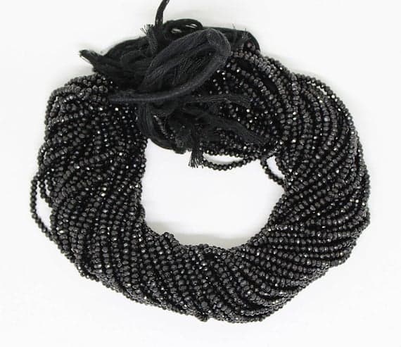 black spinel rondelle faceted 13'' long strand gemstone beads, jewelry supplies for jewelry making, bulk beads, for meditation jewellery for Reiki Healing  gemstone 3mm
