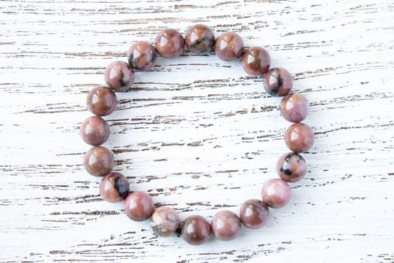 Rhodonite Bracelet Trendy Minimalist Bracelet Boyfriend Bracelet Dark Pink Bracelet Stacking Bracelet Long Distance Relationship Bracelet 8mm  Code- WAR9225