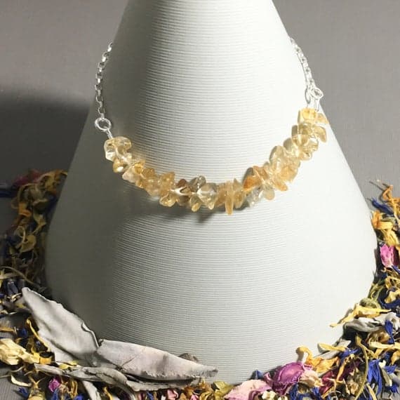 925 sterling Silver Unique Wedding Gift 4x5mm stacking Yellow Citrine Bracelet Chips, faceted 7" for mens, womens, gf, bf & Adult.