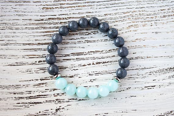 Gray Blue Bracelet Slate Gray Bracelet Amazonite Delicate Bracelet Minimalist Bracelet Mother Bracelet Gift for her Mashan Jade Bracelet 8mm  Code- WAR9188