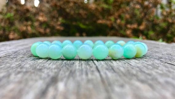 memorial gift 8mm Stretchable Green Chrysoprase Bracelet Round, Smooth 7" for mens, womens, gf, bf & Adult.