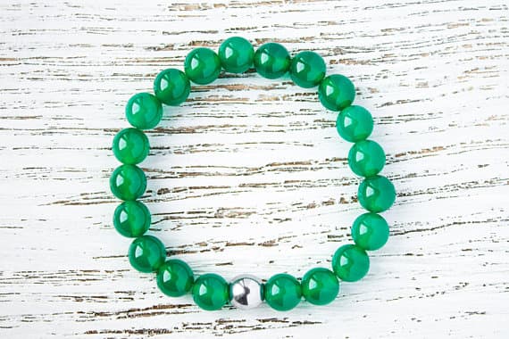 Minimalist Green Bracelet Green Agate Bracelet Transparent Green Bracelet Greenery Bracelet Green Gray Bracelet Dainty Green Bracelet 8mm  Code- WAR9194