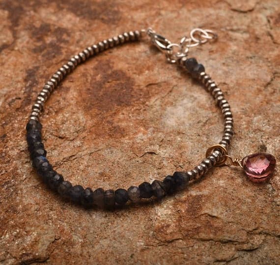 925 steling silver Unique Wedding Gift 3-4 mm Stracking grey Labradorite Bracelet Rondelle, Faceted 7" for mens, womens, GF, BF, Adults.