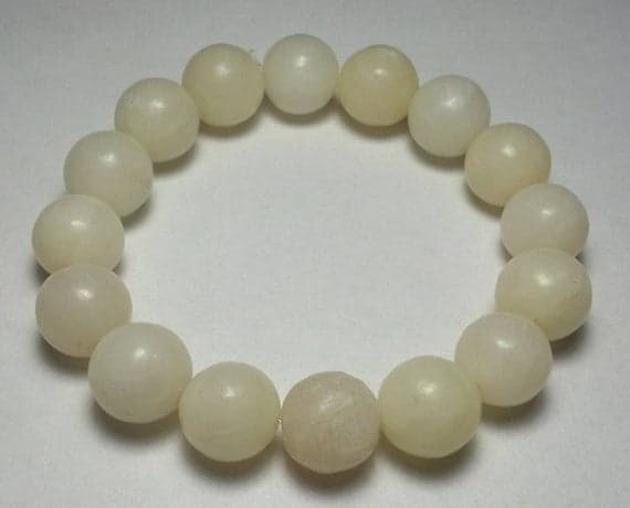 Natural 12mm White White Italian Onyx  Stretchable Bracelet Round, Smooth 18cm for mens, womens, gf, bf and adults.