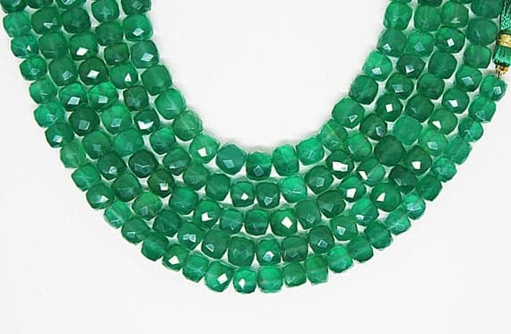 green onyx square box faceted 8'strand gemstone beads, jewelry supplies for jewelry making, bulk beads, for meditation jewellery for Reiki Healing  gemstone 7-8mm