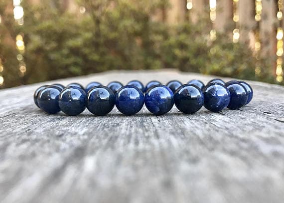 Blush Jewelry 10mm Stretchable Blue African Sodalite Bracelet Round, Smooth 7.5" for mens, womens, gf, bf & Adult.