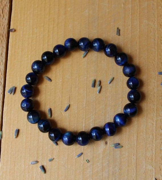Super sale 8mm Stretchable Blue Blue Tiger Eye Bracelet Round, Smooth 7" for mens, womens.