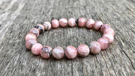 top quality 8mm Stretchable Pink Rhodochrosite Bracelet Round, Smooth 7" for mens, womens, gf, bf & Adult.