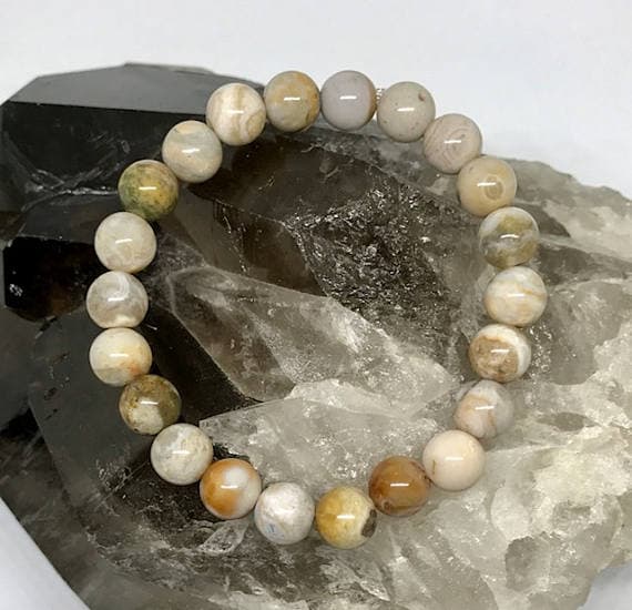 Ocean Jasper Power Bead Crystal Bracelet - Healing Crystal Gemstone Bracelet - Size choices 8mm Code- WAR6976