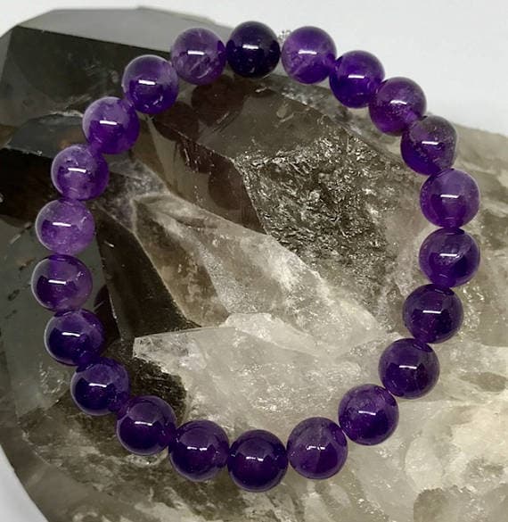 Amethyst Power Bead Crystal Bracelet - Healing Crystal Gemstone Bracelet - Size choices 8mm Code- WAR6984