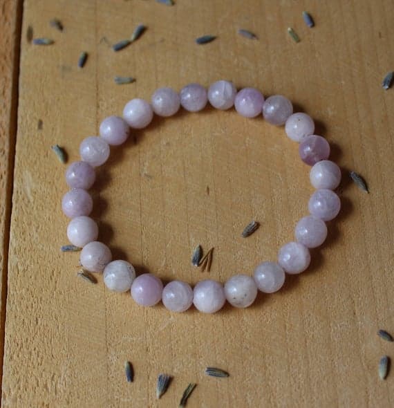 good luck gift 8mm Stretchable Pink Kunzite Bracelet Round, Smooth 7" for mens, womens.