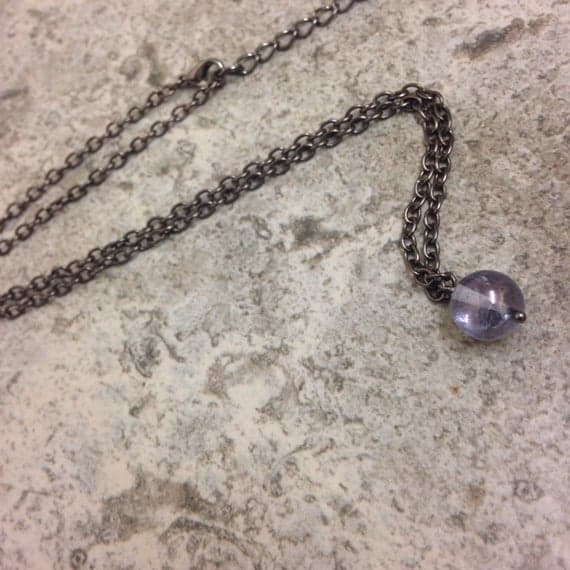 Blue coated Quartz mini crystal ball gemstone black choker necklace - semi precious necklace 2x3mm  Code- WAR6634