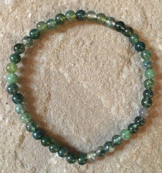 Handmade Beaded 4mm Green Green agate  Stretchable Bracelet Round, Smooth 18cm for mens, womens, gf, bf and adults.