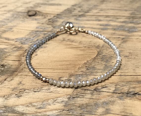 White Topaz, Mystic Champagne Quartz and Labradorite Ombre Bracelet- White Topaz Briolette- Healing Crystals and Gemstones- Gold Filled 3 mm Code- WAR6775