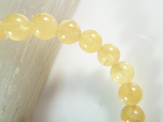 Personalized Gift 5.5mm Stretchable Yellow Yellow Gold  Danburite  Bracelet Round, Smooth 7" for mens, womens, gf, bf & Adult.