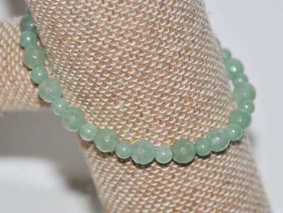 Jewelry Energy 4-6mm Green Green Aventurine Stretchable Bracelet Round, Faceted 18cm for mens, womens, gf, bf and adults.